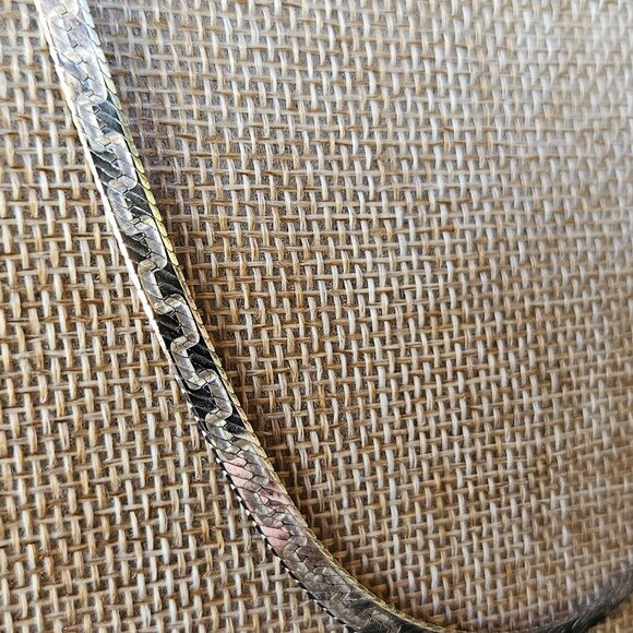 Reversible Serpentine Link Italian Sterling Silver Necklace - Picture 4 of 7